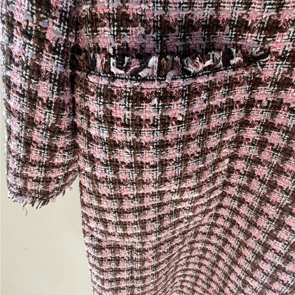 kate spade Pink and Black Tweed Long Blazer Jacket